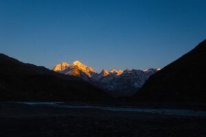 Mountains illuminated by the sun.